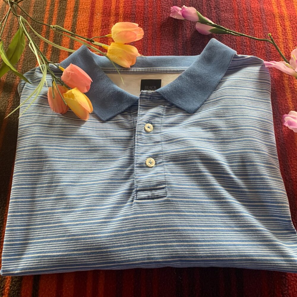 Men's Size 2XL "Black" Label by SAKS Fifth Ave Light Blue Polo Golf Shirt